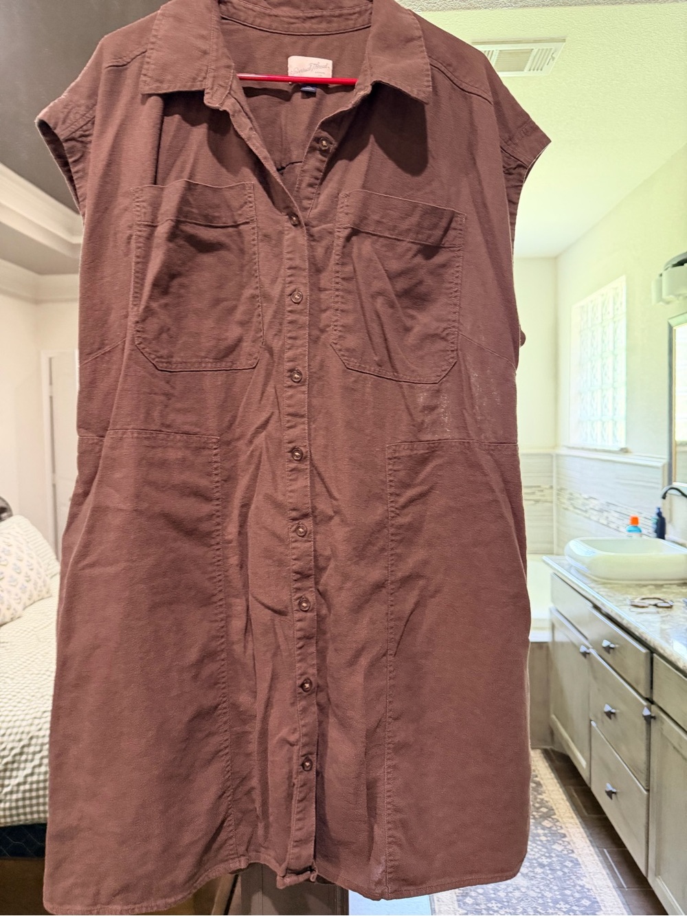 Universal Thread Sleeveless Button-Front Mini Dress in Brown